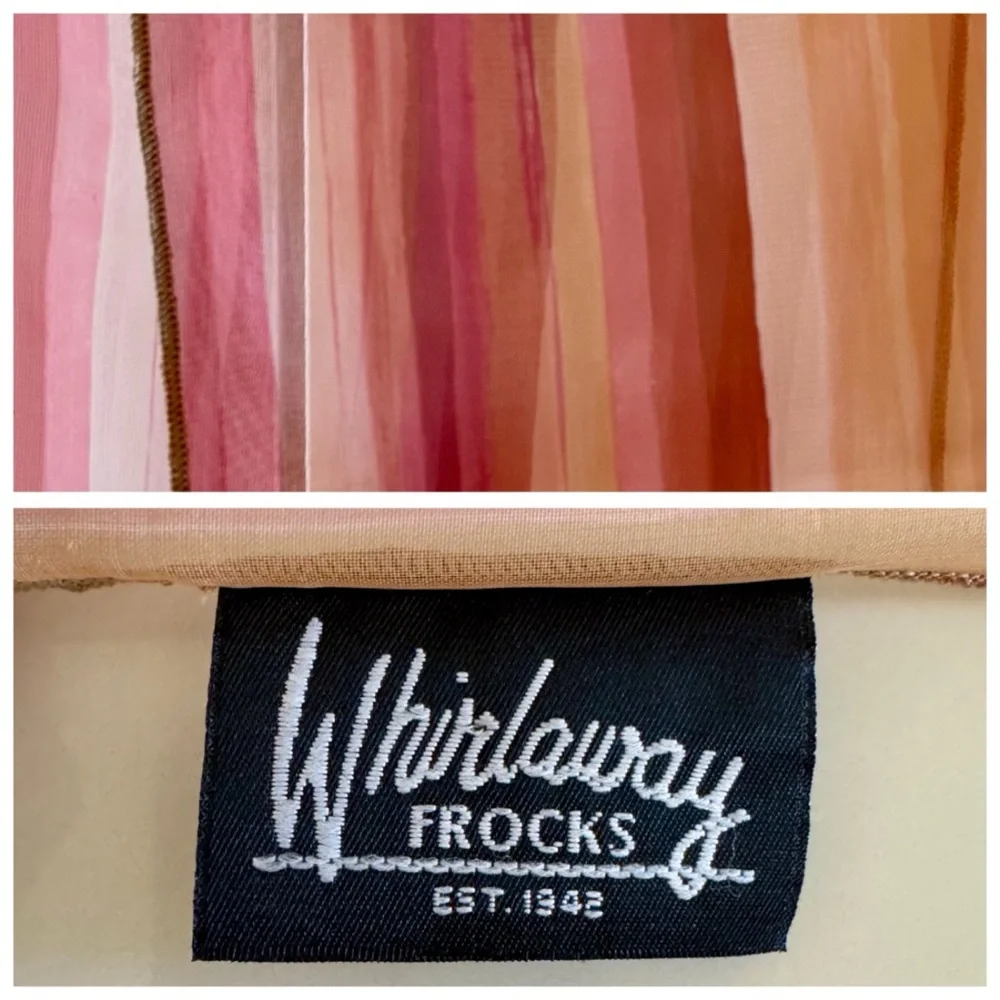 BUNDLE (2) Retro Print Scarves: Sheer Pink Stripe & Art Stripe (Mustard & Black)